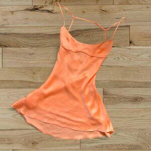 ZARA orange satin mini slip dress strappy open back & bustier sweetheart cut 🍊